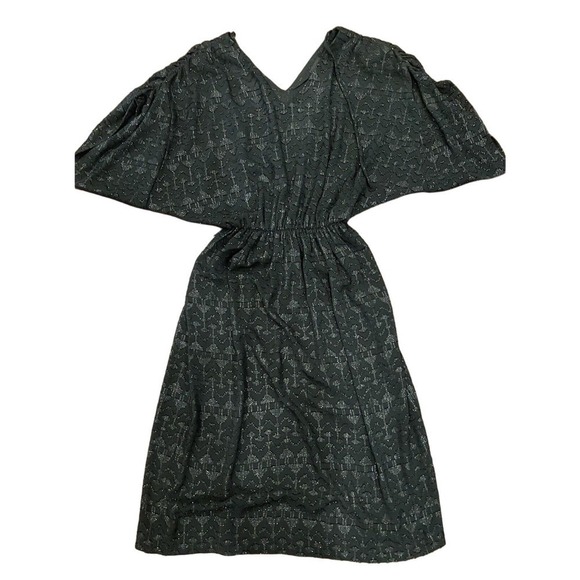 DLM Vintage Black Dress Cocktail Party Shimmer V-Neck Size 9 10 Batwing Sleeves - Picture 3 of 7